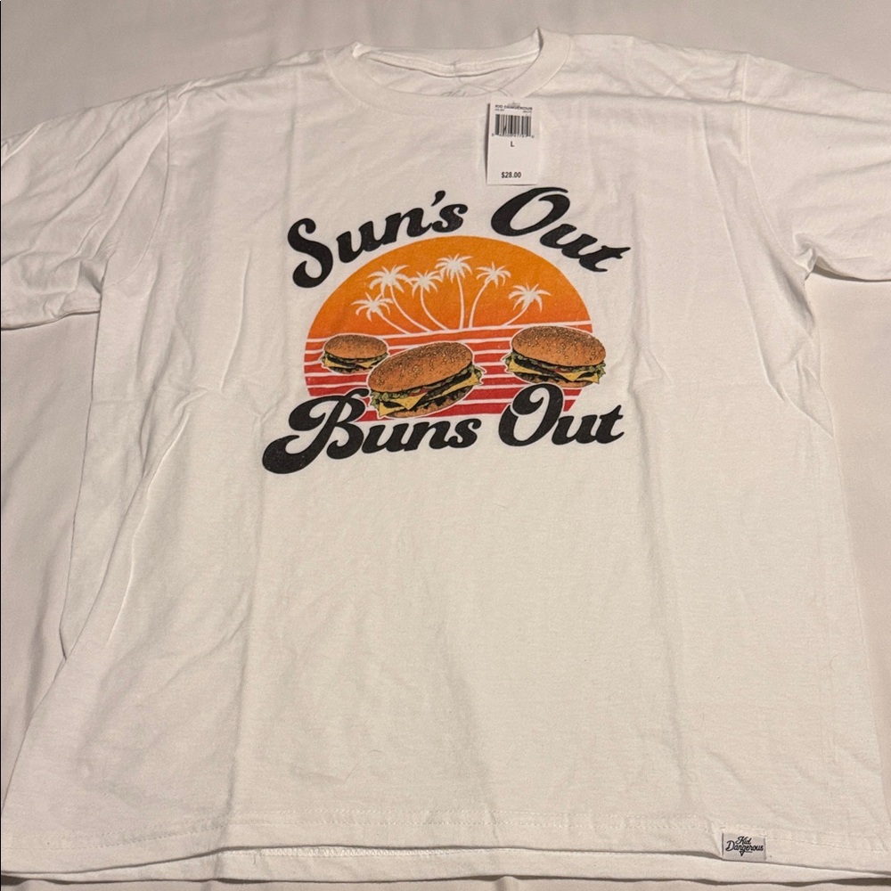 Kid Dangerous White Tee with Orange and Black Graphic